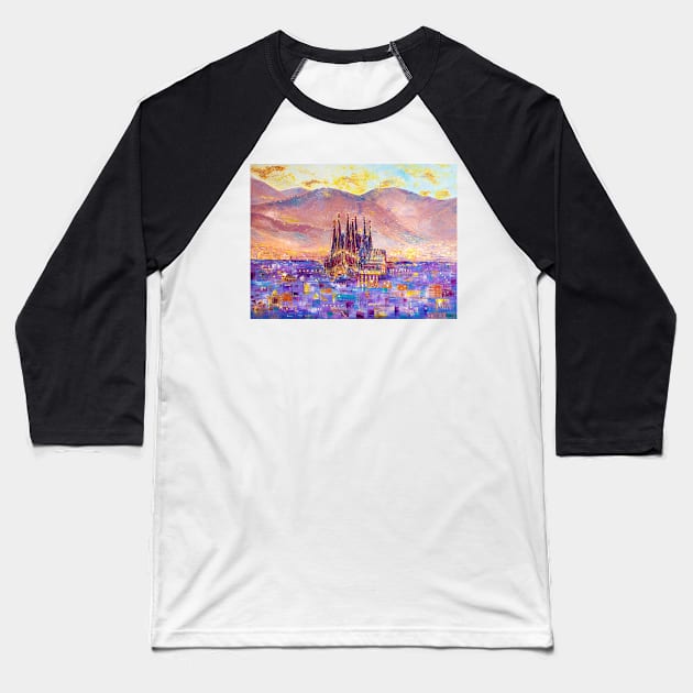 Barcelona In a Beautiful Evening Dress Baseball T-Shirt by NataliaShchip